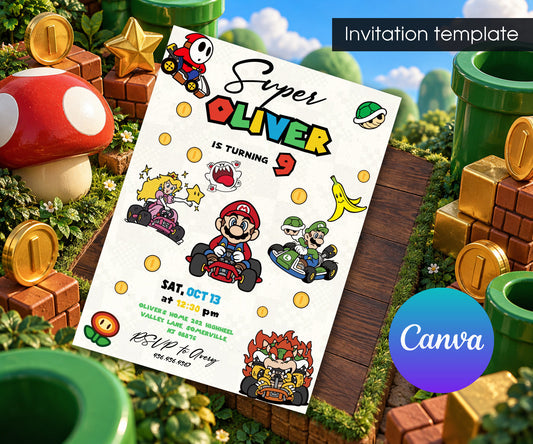 Mario Kart Gamer Invitation mockup