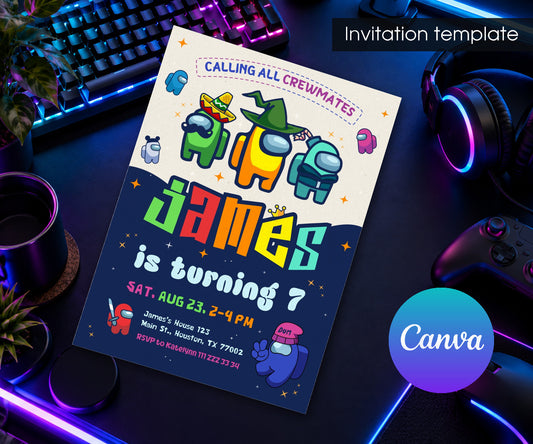 Among Us Gamer Invitation mockup