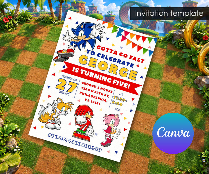 Sonic the Hedgehog Invitation mockup