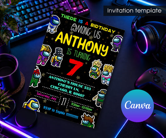 Among Us Gamer Invitation mockup