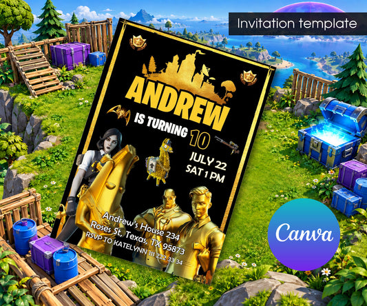 Fortnite Gamer Invitation mockup