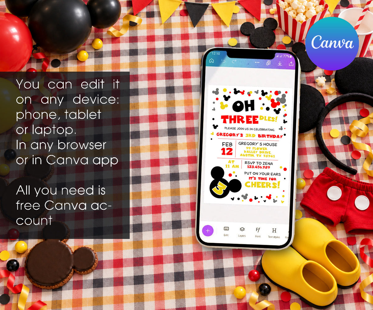 Mickey Mouse and Friends Invitation mockup