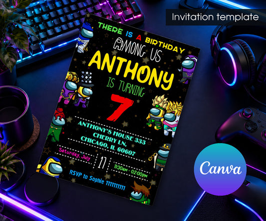 Among Us Gamer Invitation mockup