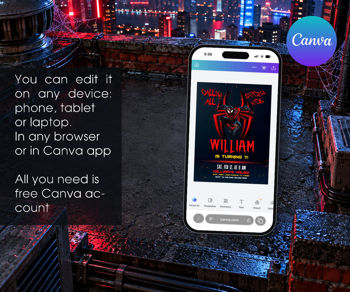Spider-Man Spiderman Marvel Superhero Invitation mockup