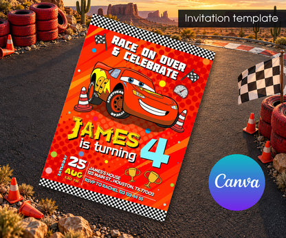 Cars Lightning McQueen Invitation mockup