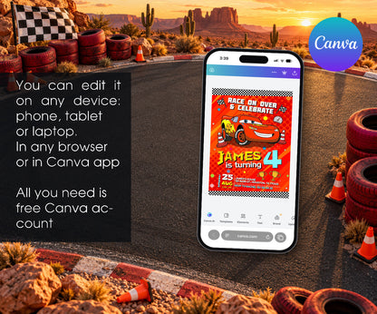 Cars Lightning McQueen Invitation mockup