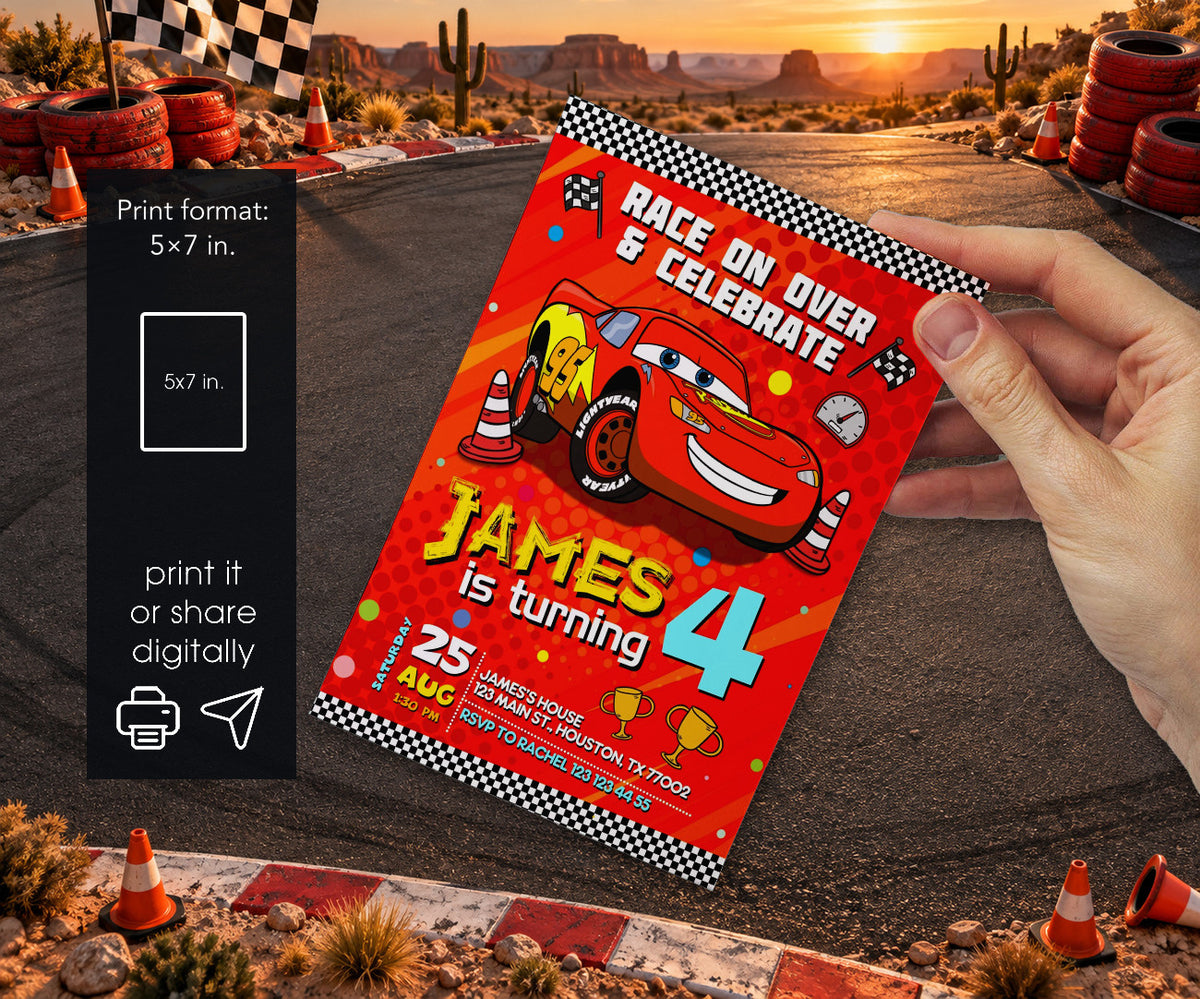 Cars Lightning McQueen Invitation mockup