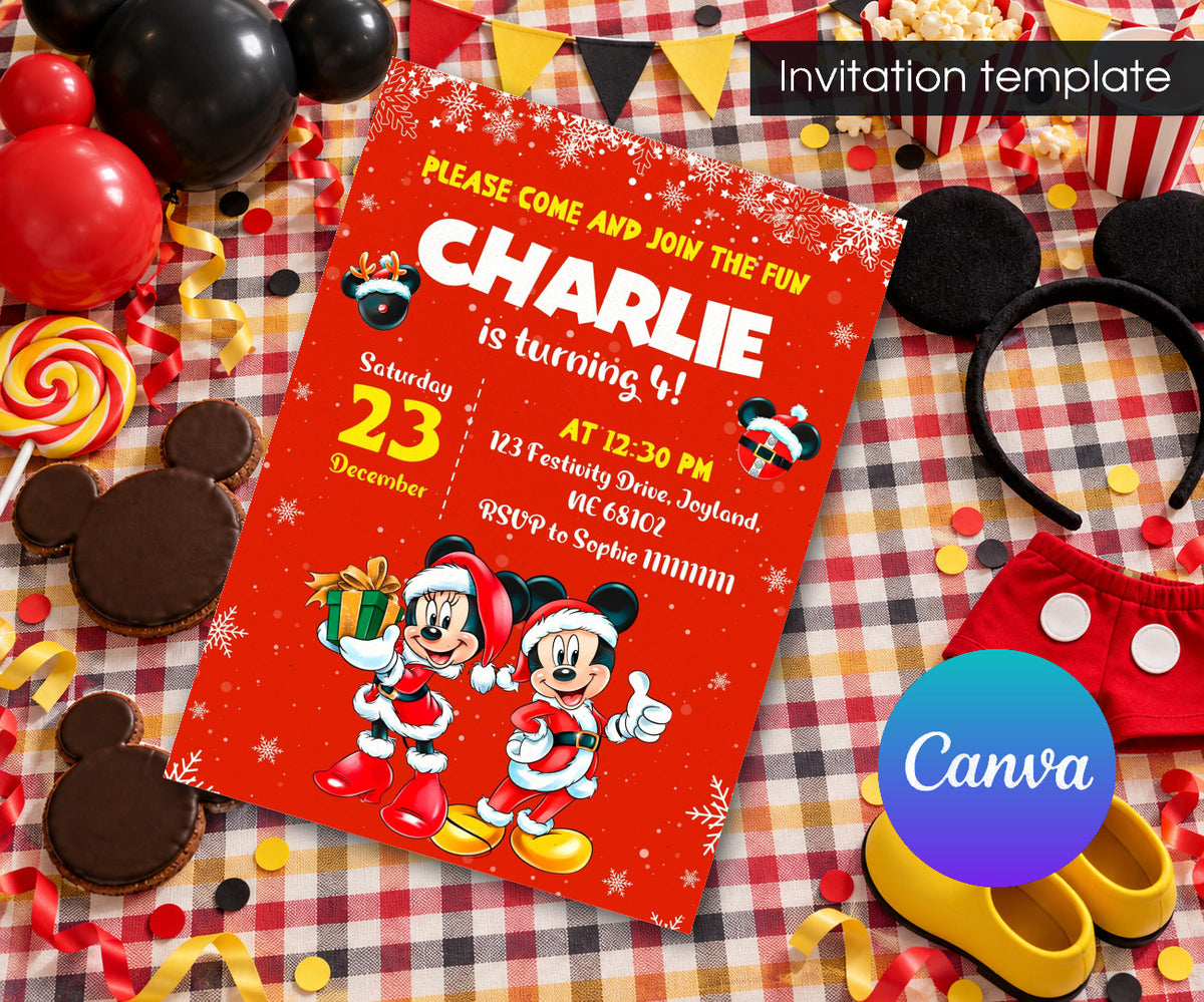 Mickey Mouse Christmas Invitation mockup