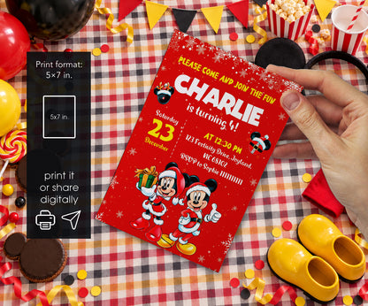 Mickey Mouse Christmas Invitation mockup