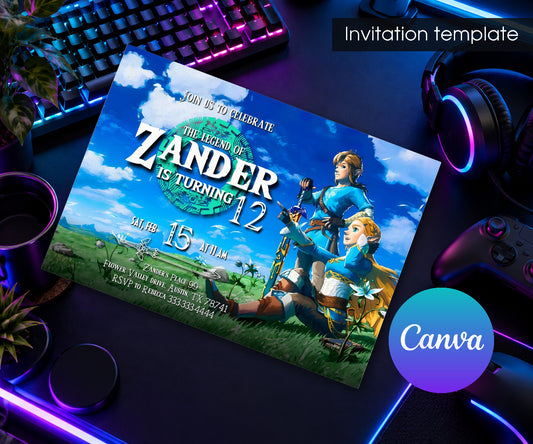 Legend of Zelda Gamer Invitation mockup