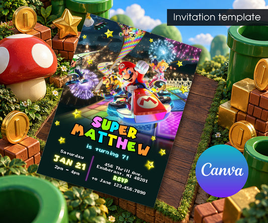 Mario Kart Gamer Invitation mockup