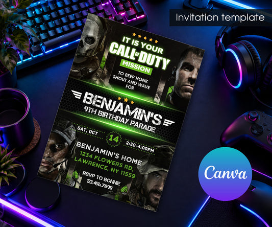 Call of Duty Gamer Invitation mockup