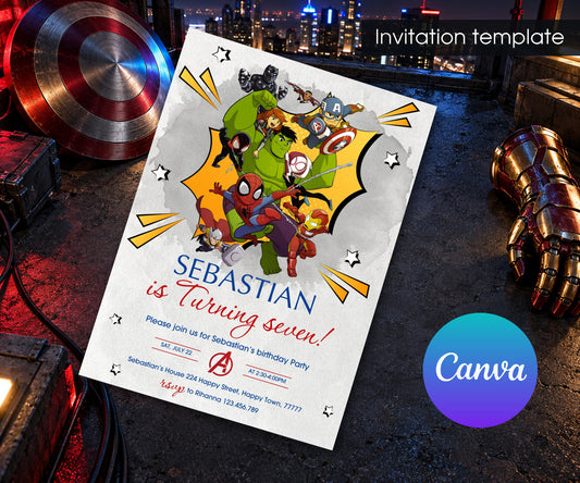 Avengers Marvel Superhero Invitation mockup