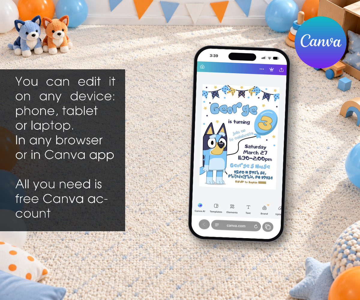 Bluey Bingo Invitation mockup