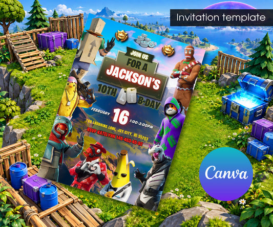 Fortnite Gamer Invitation mockup