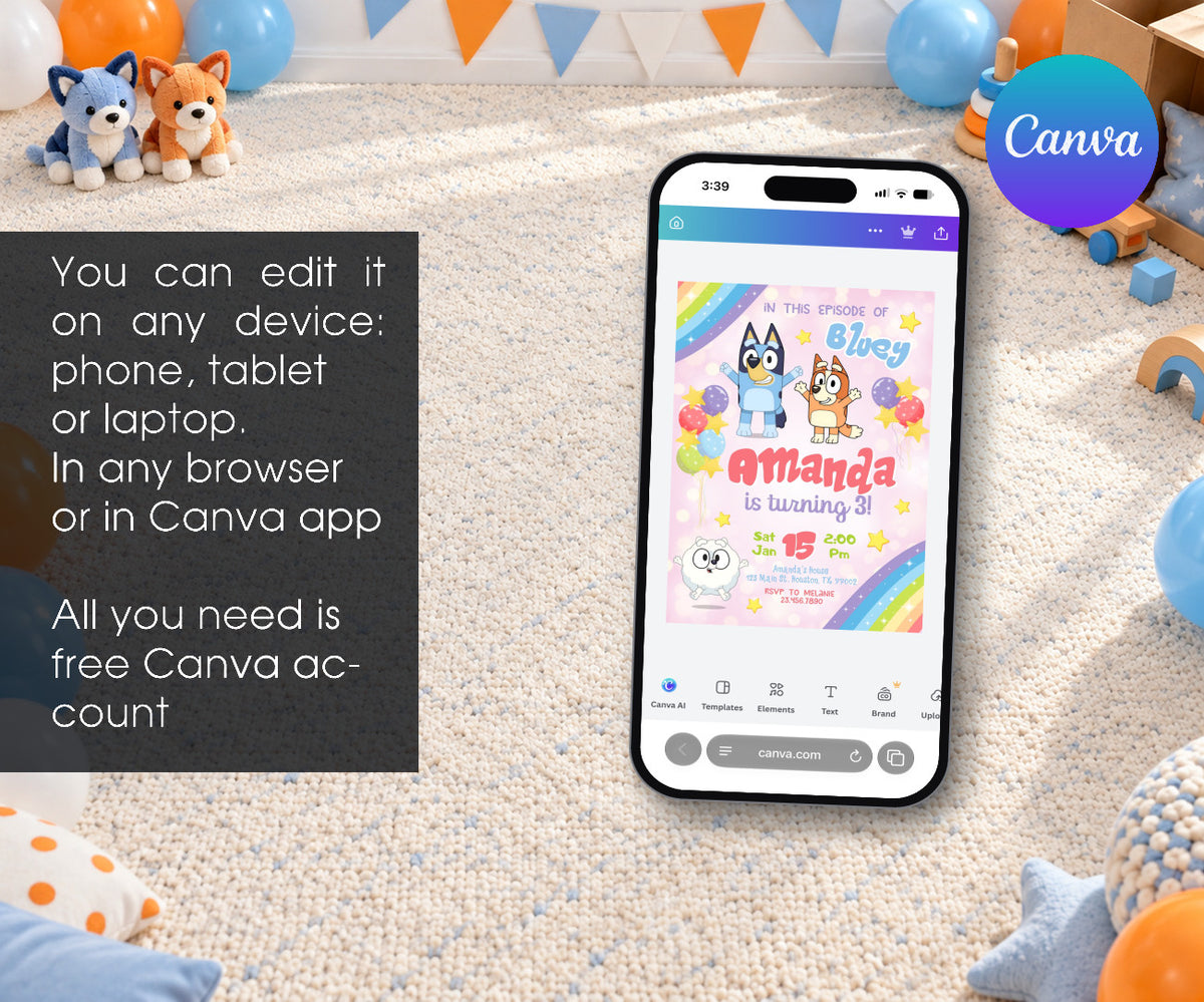 Bluey Bingo Invitation mockup
