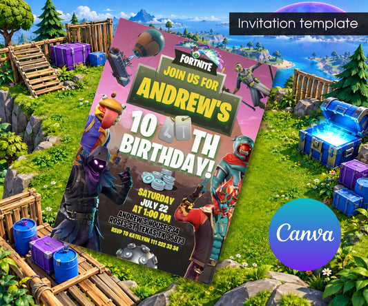 Fortnite Gamer Invitation mockup