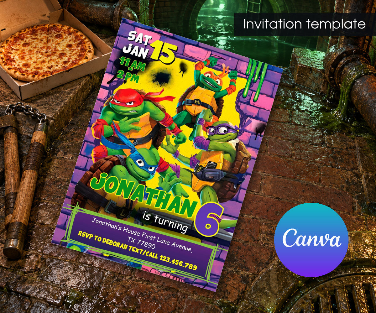 Teenage Mutant Ninja Turtles Invitation mockup