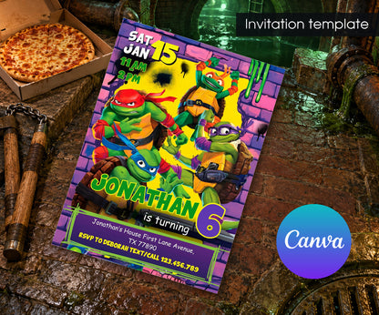 Teenage Mutant Ninja Turtles Invitation mockup