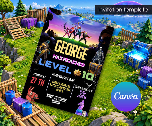 Fortnite Gamer Invitation mockup