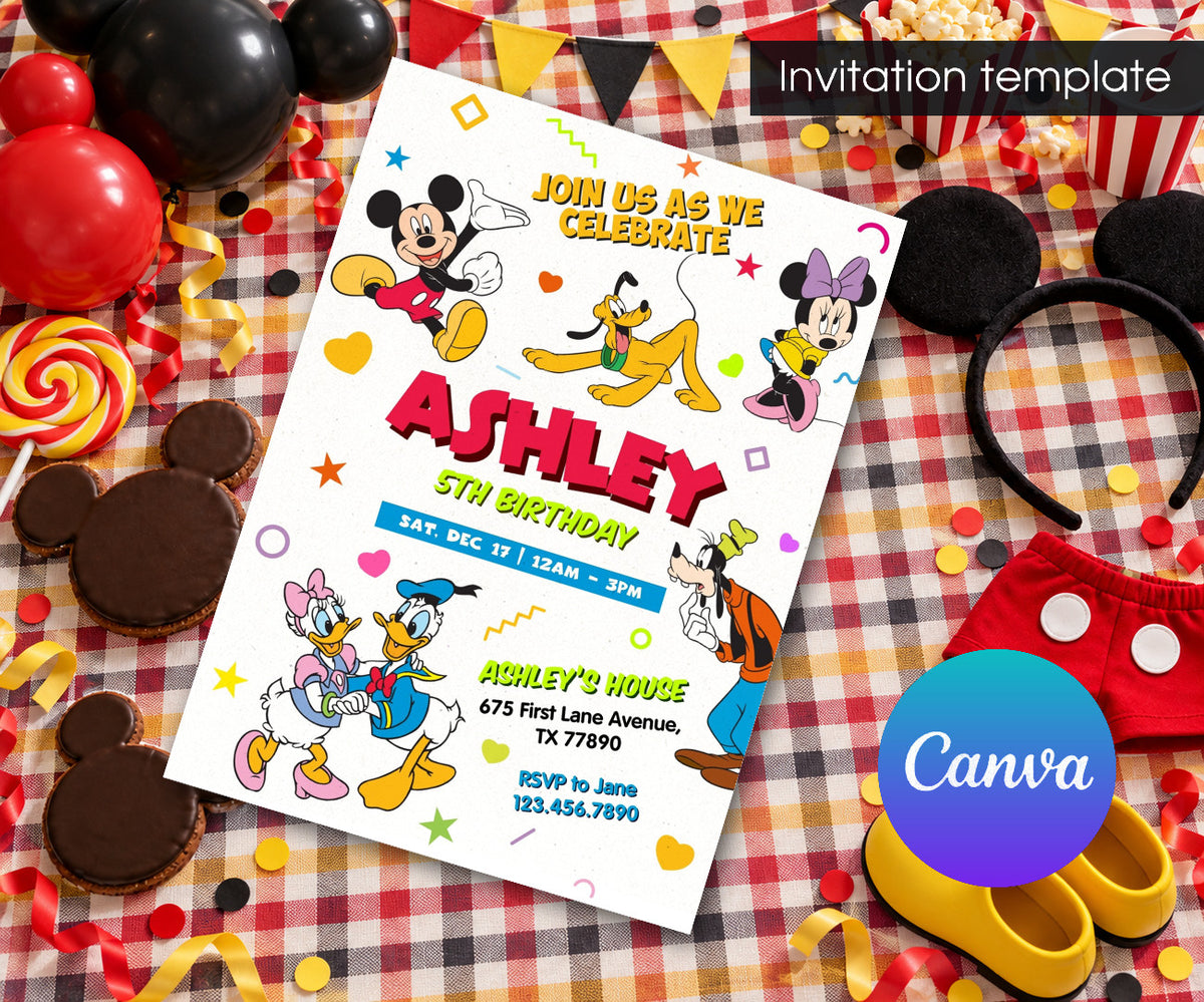 Clubhouse Mickey Mouse Invitation mockup