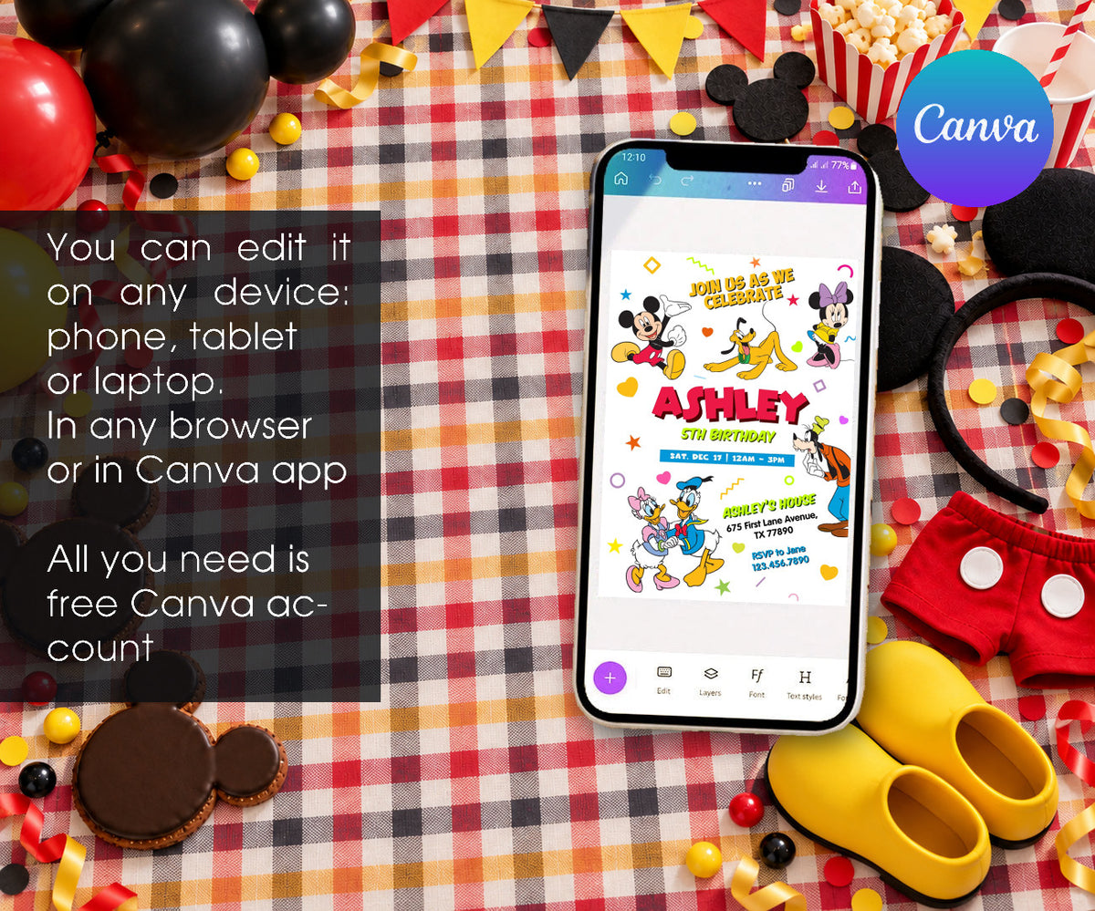Clubhouse Mickey Mouse Invitation mockup