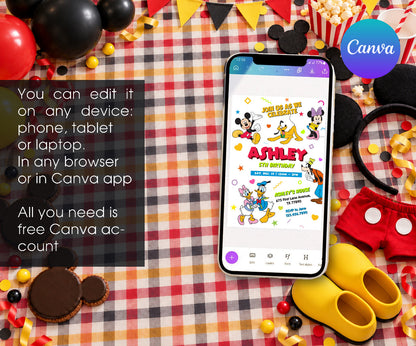 Clubhouse Mickey Mouse Invitation mockup