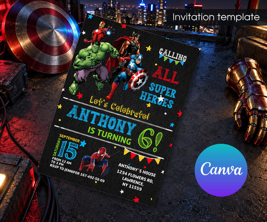 Avengers Marvel Superhero Invitation mockup