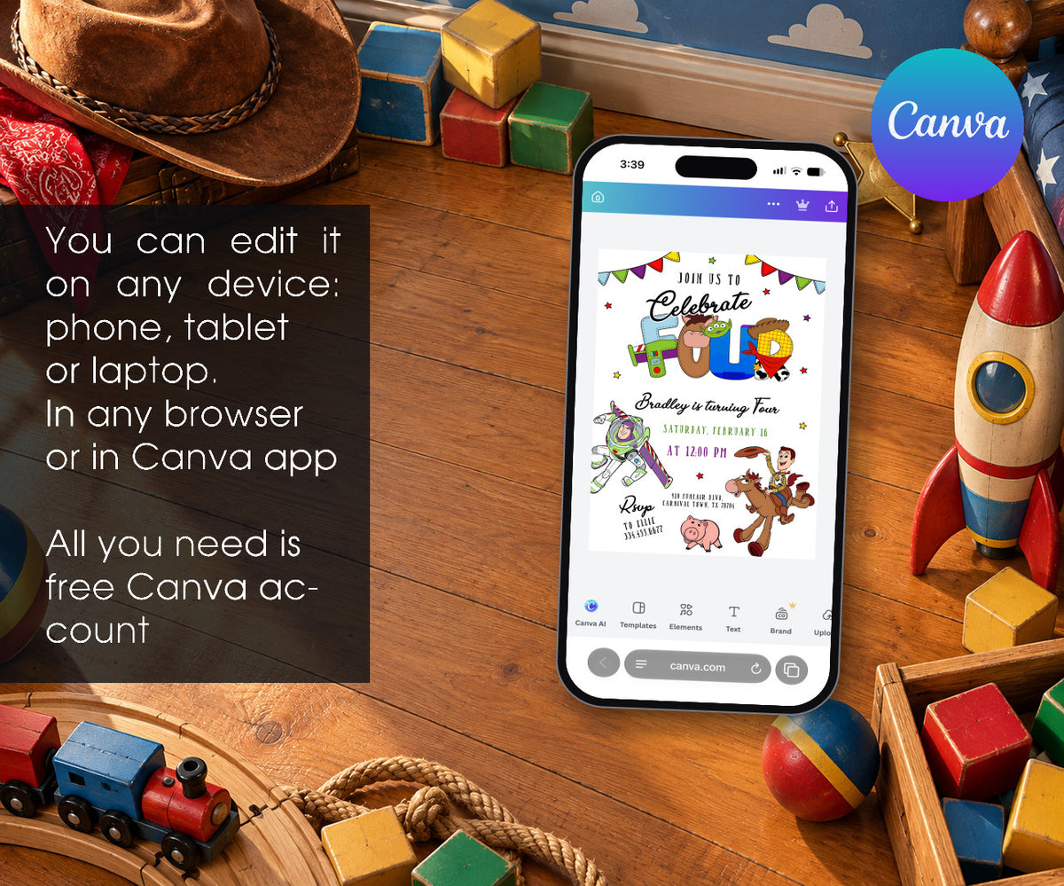 Toy Story Woody Invitation mockup
