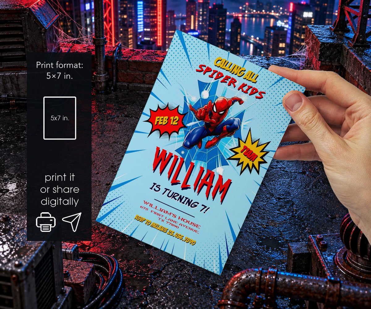 Spider-Man Spiderman Marvel Superhero Invitation mockup