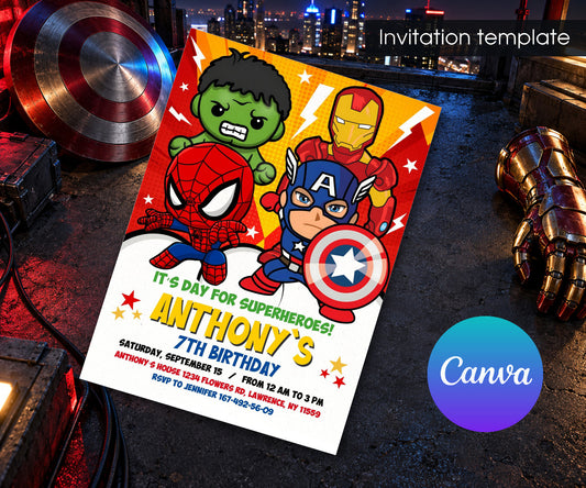 Avengers Marvel Superhero Invitation mockup