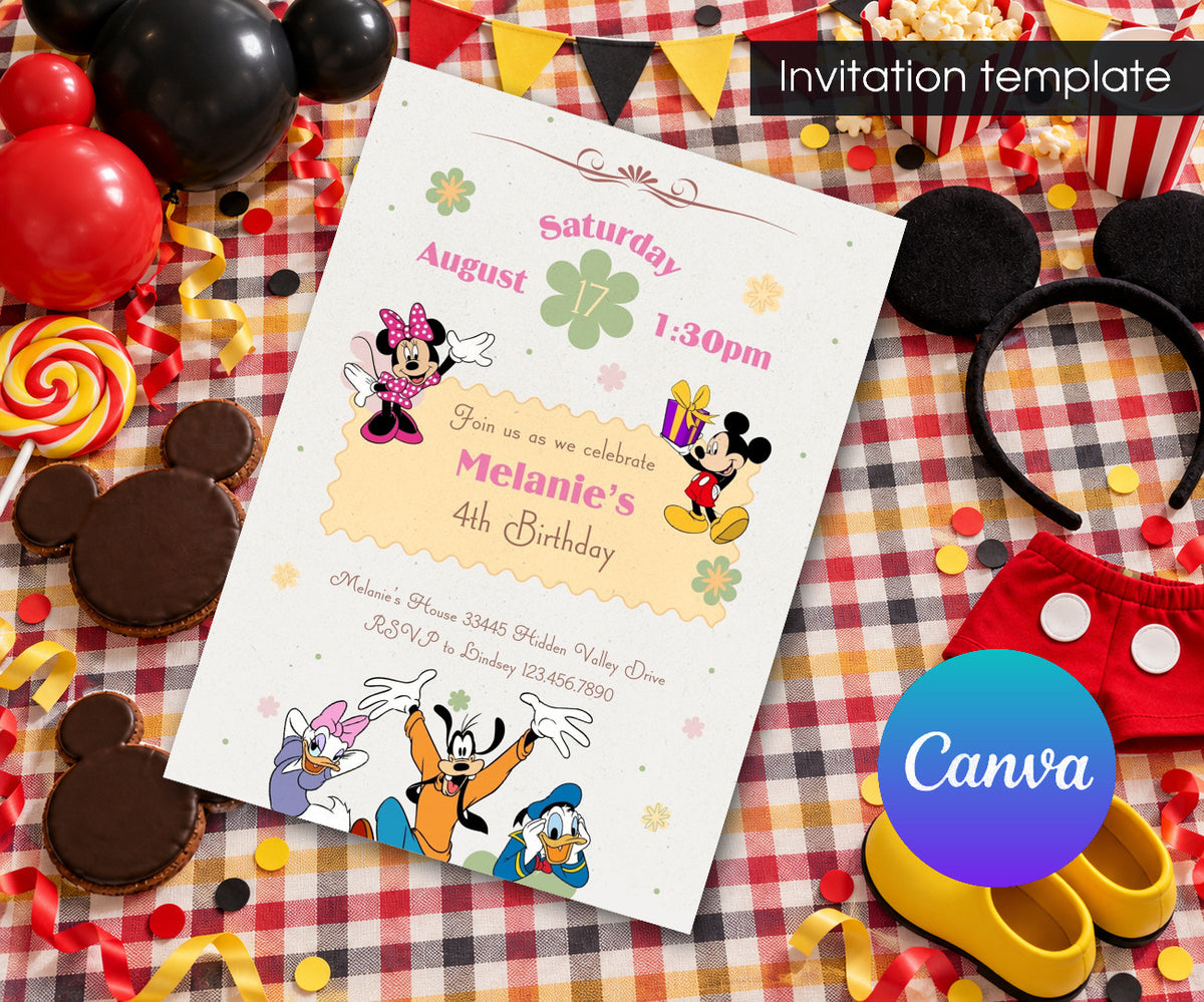 Mickey Mouse and Friends Invitation mockup