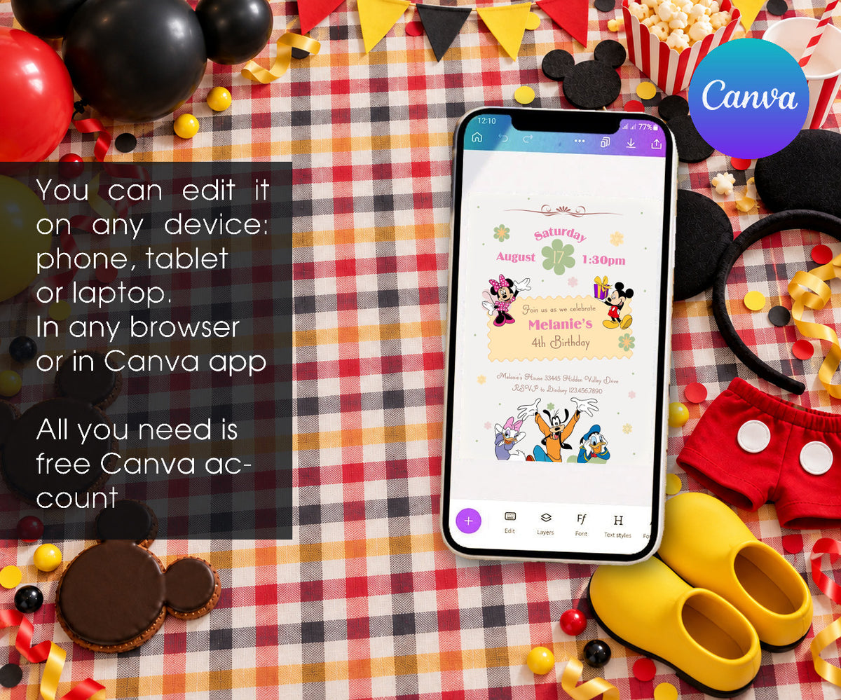 Mickey Mouse and Friends Invitation mockup