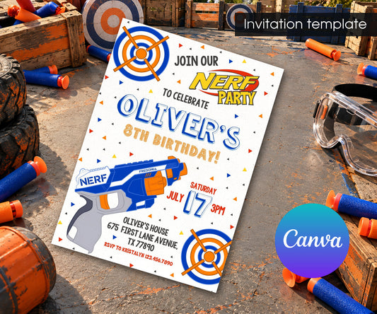 NERF Dart Wars Invitation mockup