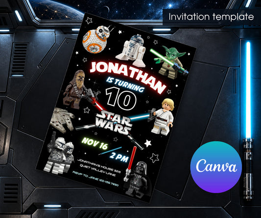 Star Wars Darth Vader Lego Minifigures Invitation mockup