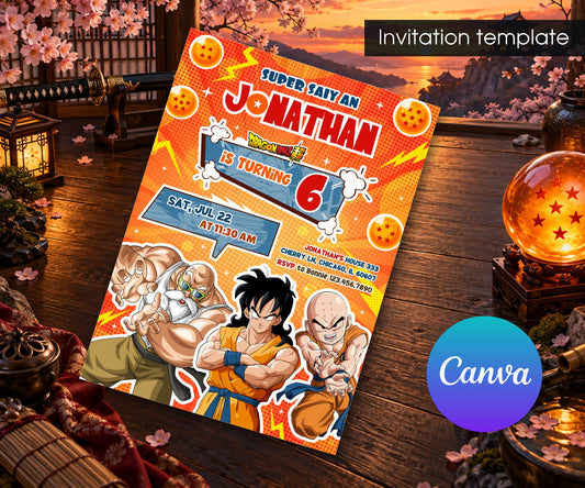 Dragon Ball Z Anime Invitation mockup