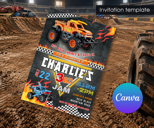 Monster Jam Monster Truck Invitation mockup