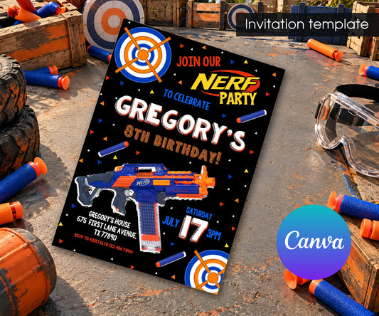 NERF Dart Wars Invitation mockup