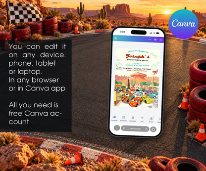 Cars Lightning McQueen Invitation mockup