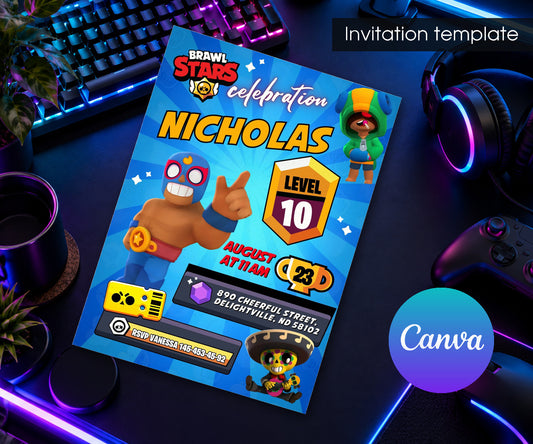 Brawl Stars Gamer Invitation mockup
