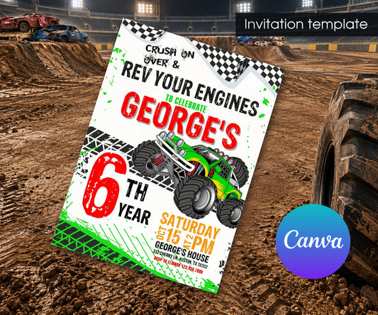 Monster Truck Invitation mockup