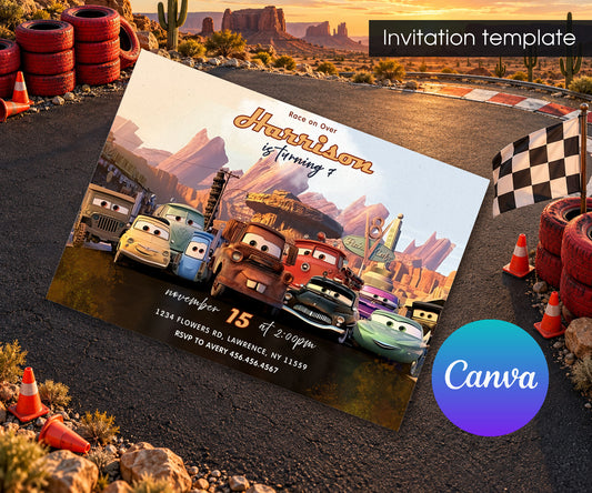 Cars Lightning McQueen Invitation mockup