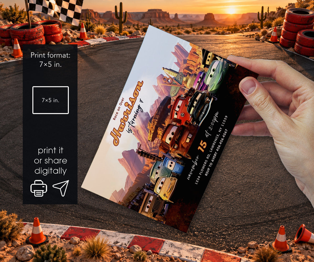 Cars Lightning McQueen Invitation mockup
