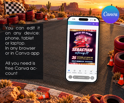 Cars Lightning McQueen Invitation mockup