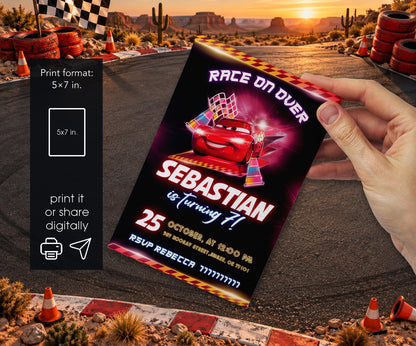 Cars Lightning McQueen Invitation mockup