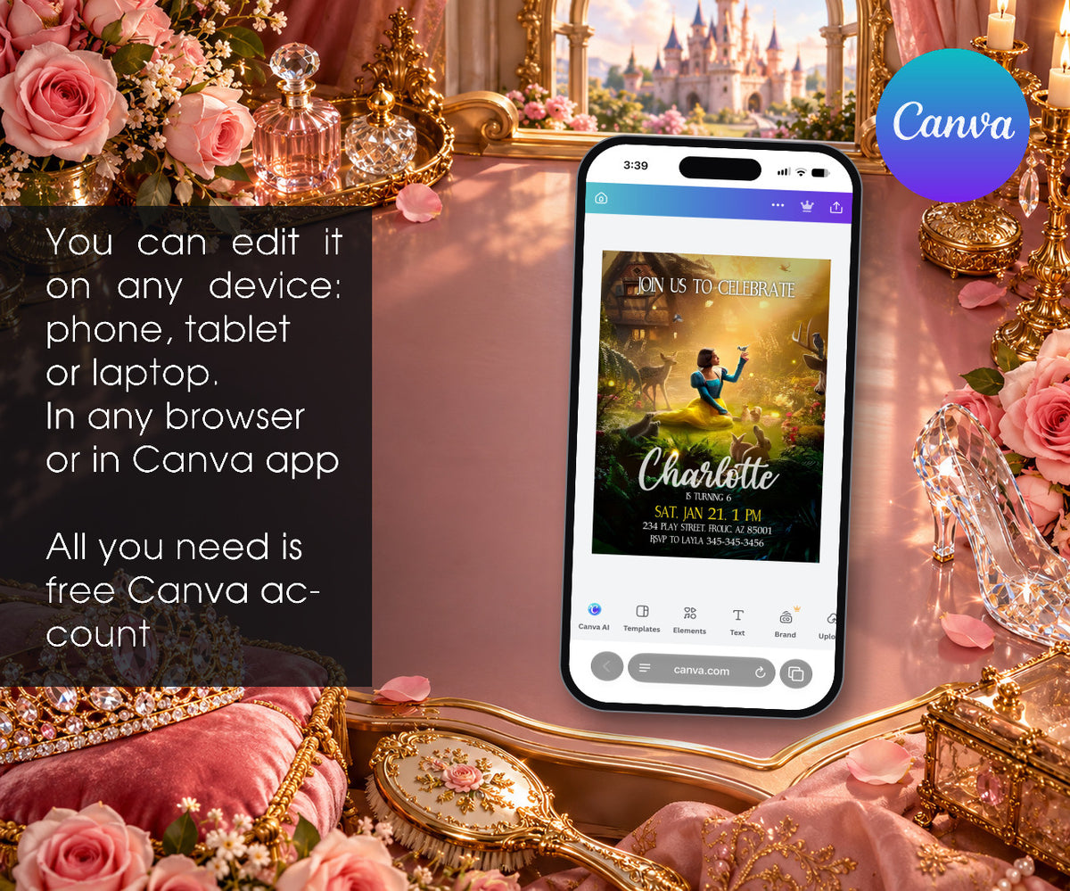 Snow White Musical Disney Princess Invitation mockup