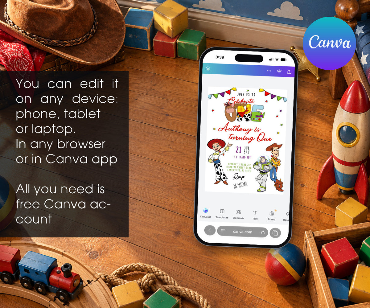 Toy Story Woody Invitation mockup