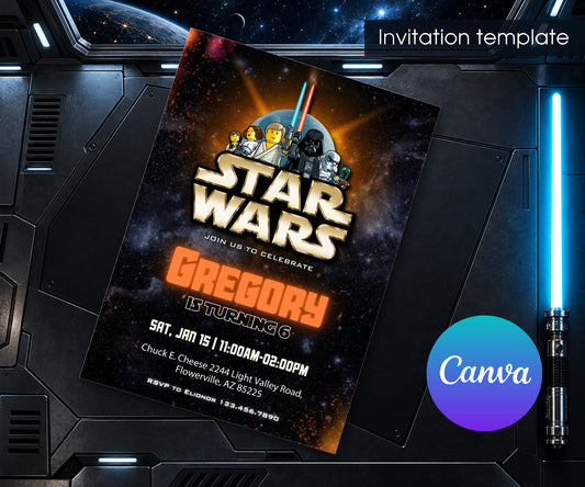 Star Wars Darth Vader Lego Minifigures Invitation mockup