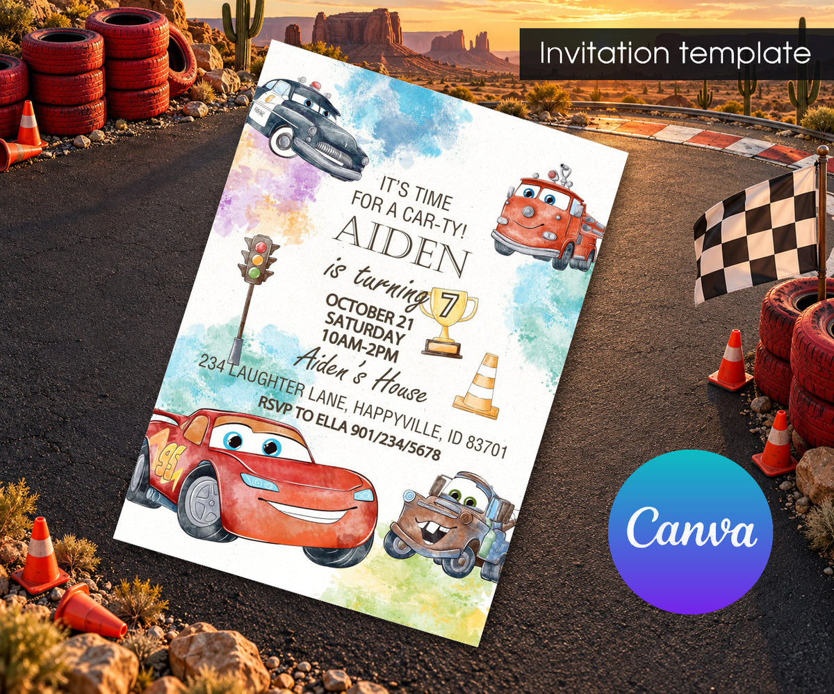 Cars Lightning McQueen Invitation mockup