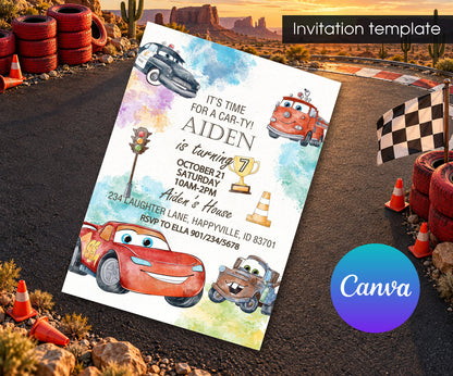 Cars Lightning McQueen Invitation mockup